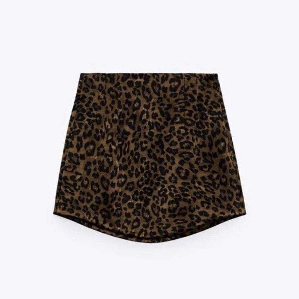 Skims Cheetah Print Satin Mini Skirt